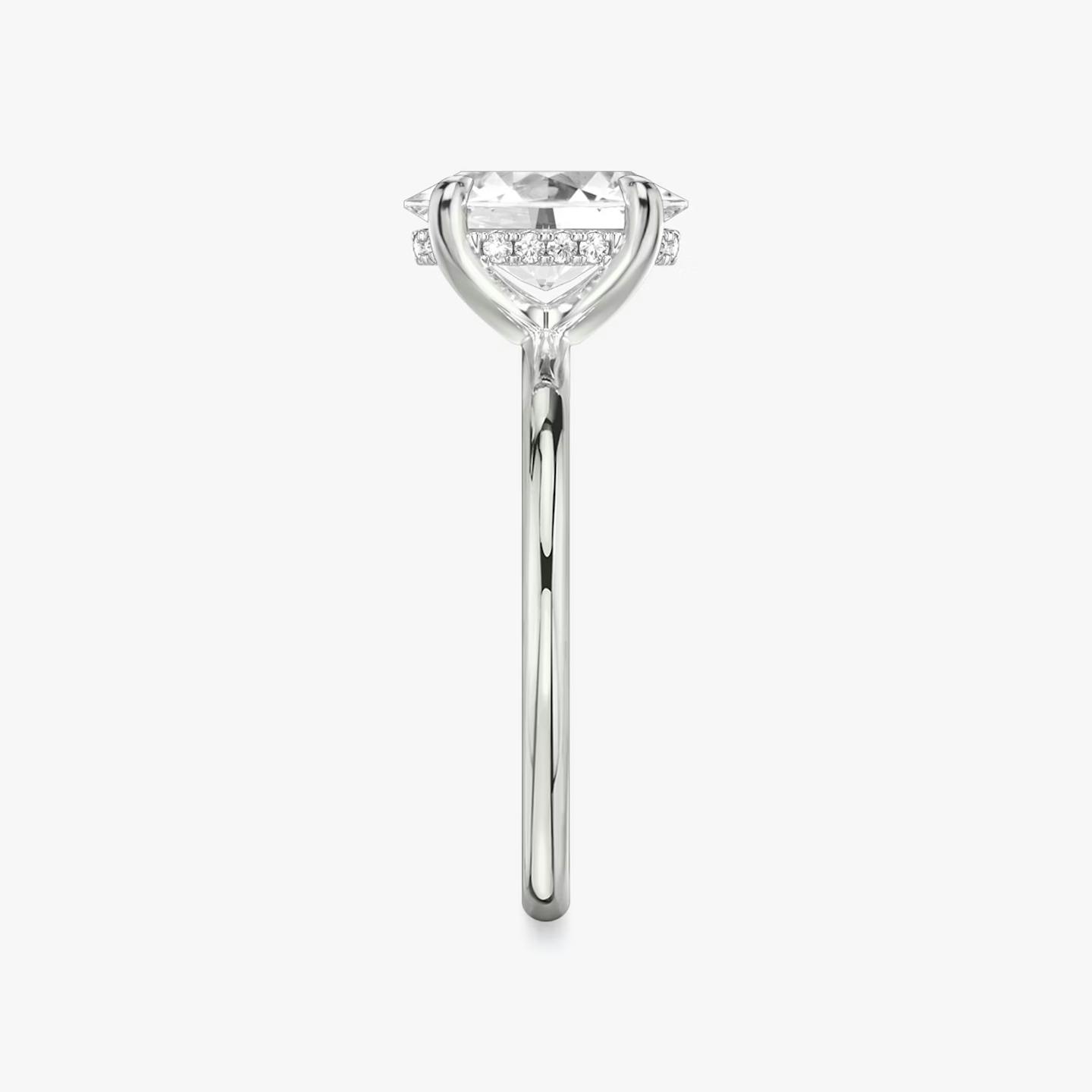 The Classic Hidden Halo | Oval | 18k | 18k White Gold | Band: Plain | Prong style: Plain | Diamond orientation: vertical | Carat weight: See full inventory
